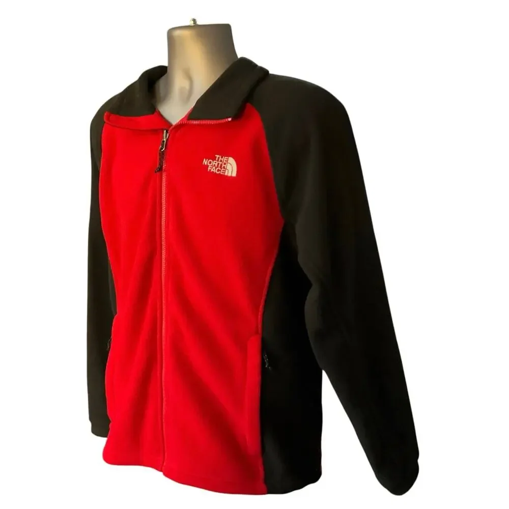 The North Face Full Zip Fleece Jacket Red Black Color Block Men’s Medium